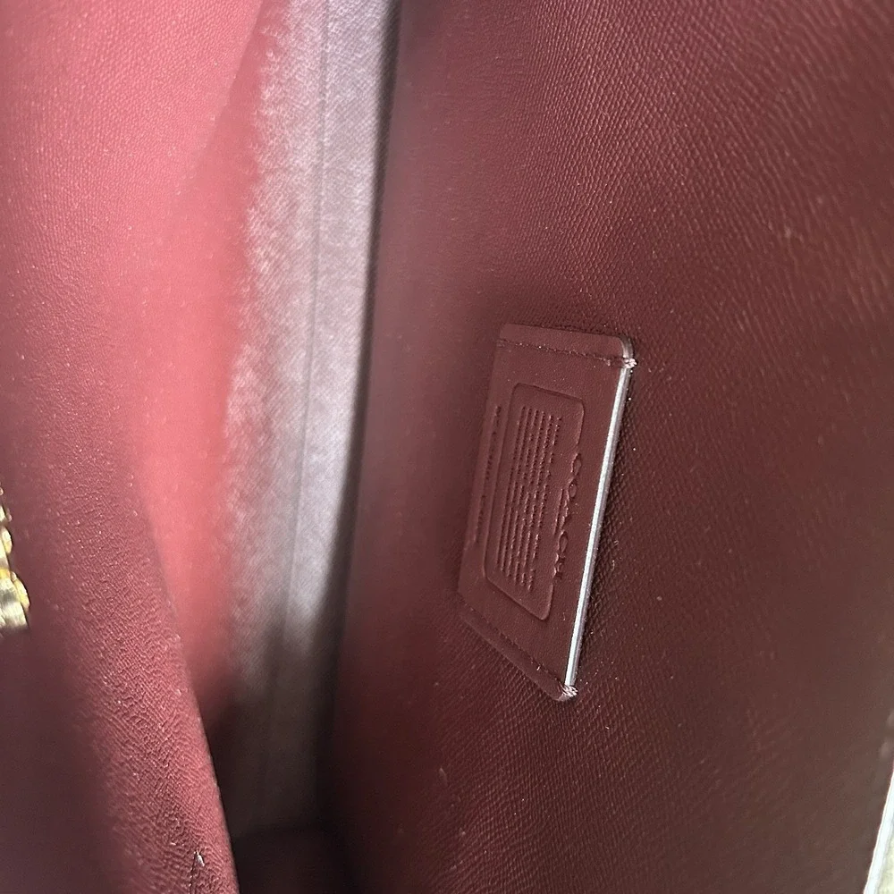 Coach Tatum Carryall 28 Signature Canvas Pink Leather Satchel Bag C4075 - Picture 6 of 12